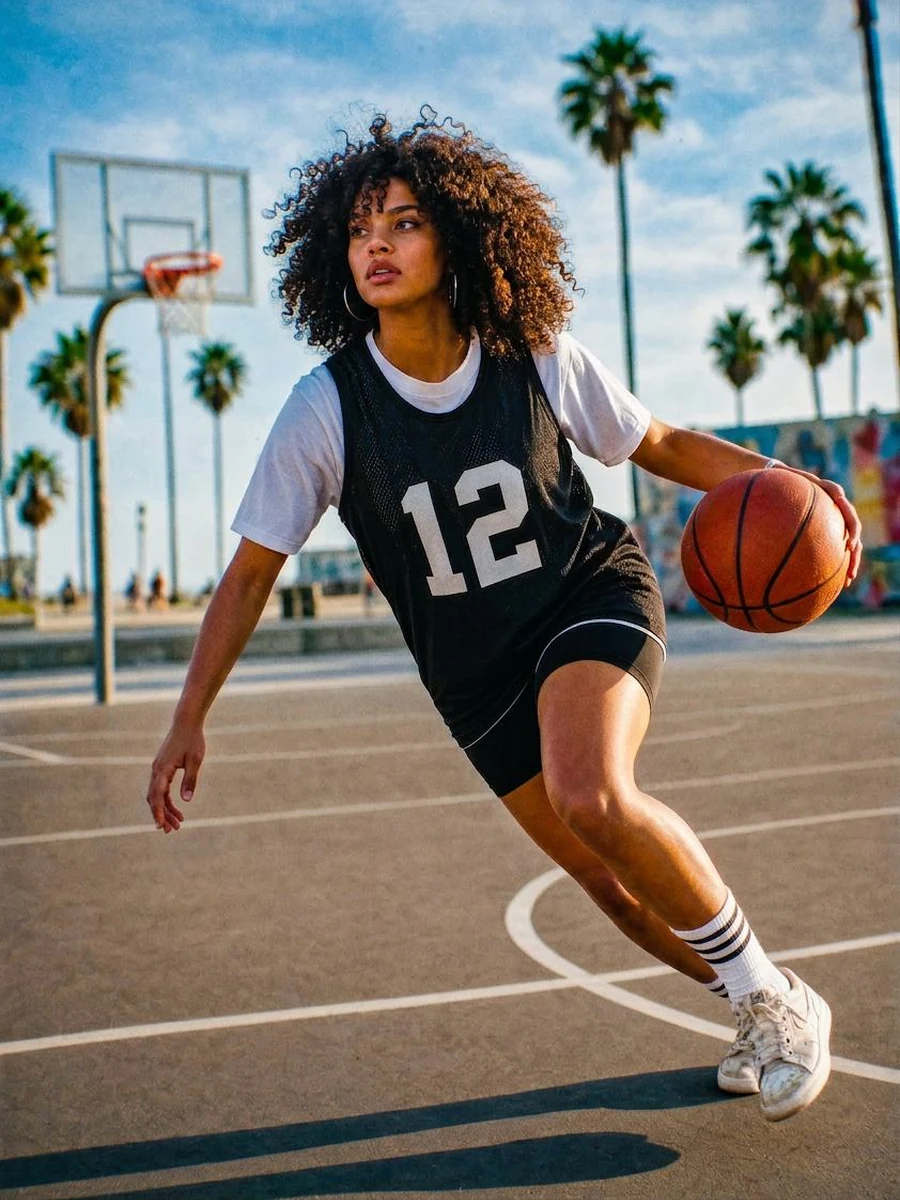 Basketball player training with a coach